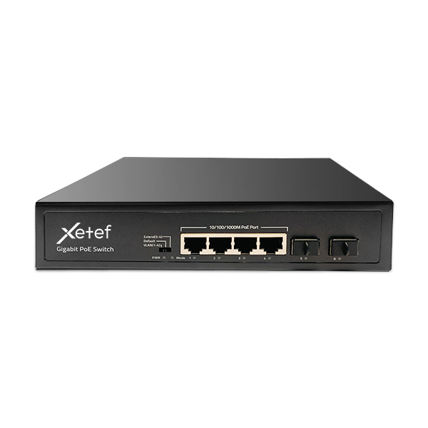 Xetef ZTF-4P2S 4 Port 10/100/100 PoE +2 SFP Yönetilemez Switch 55W