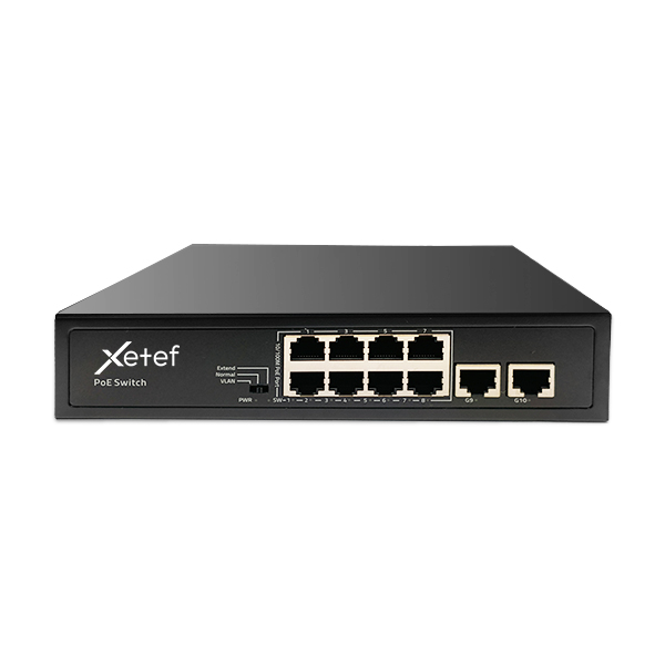 Xetef ZTF-R-8P2U 8 Port 10/100 PoE +2 Uplink Gigabit Yönetilemez Switch 96W