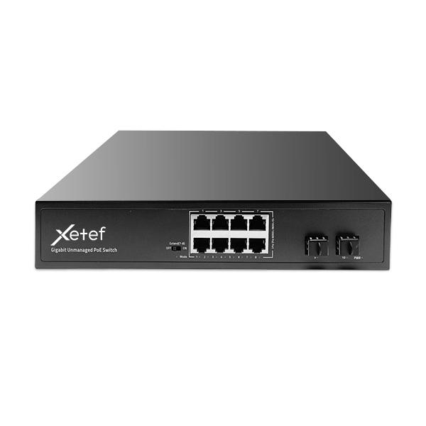 Xetef ZTF-8P2S 8 Port 10/100/1000 PoE +2 SFP Gigabit Yönetilemez Switch 120W