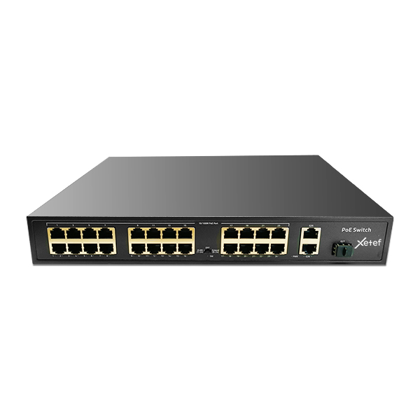Xetef ZFT-24P2U1S-300 24 Port 10/100 PoE +2 Uplink +1 SFP Gigabit Yönetilemez Switch 300W