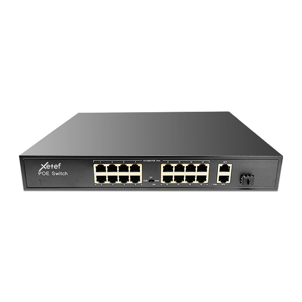 Xetef ZTF-16P2U1S-300 16 Port 10/100 PoE +2 Uplink +1 SFP Gigabit Yönetilemez Switch 300W