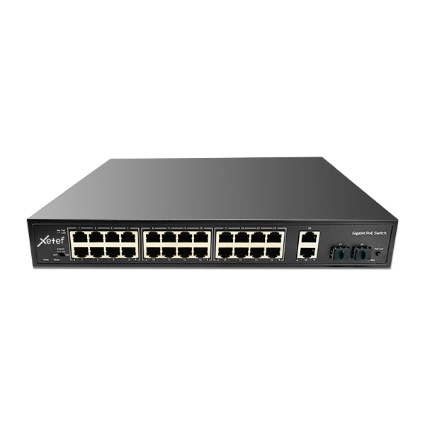 Xetef ZTF-24GP2U2S-300 24 Port 10/100/1000 PoE +2 Uplink +2 SFP Gigabit Yönetilemez Switch 300W