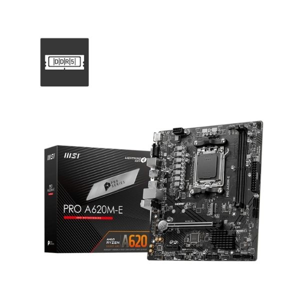 Msı Pro A620M-E AM5 DDR5 6000Mhz(oc) M.2 HDMI/VGA SATA3 Usb3.2 Glan mATX