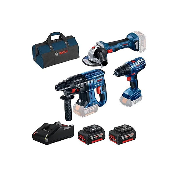 Bosch 3 Lü Makine Seti Matkap+Taşlama+Sıkma GBH 180-LI + GSR 180-LI + GWS 180-LI + 2X4.0Ah + GAL 18V-40 + Raf Bag 0615990M8Y