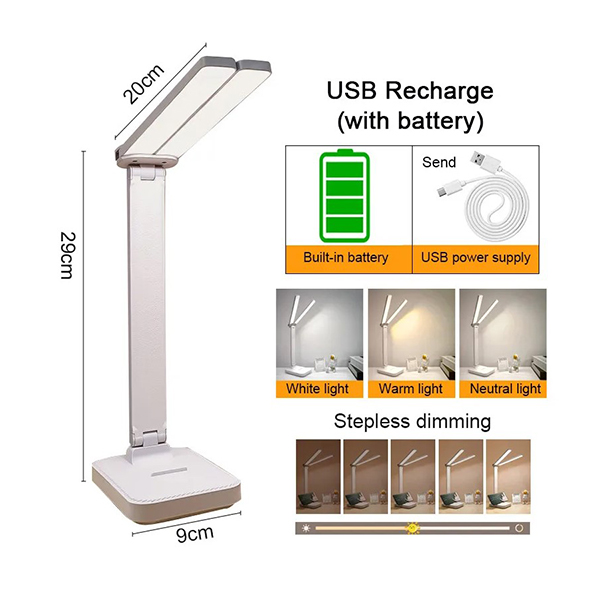Raynox BKL-L2 380mm Usb Şajlı Parlaklık Ayarlamalı 3 Renk Kademeli Masa Lambası Beyaz