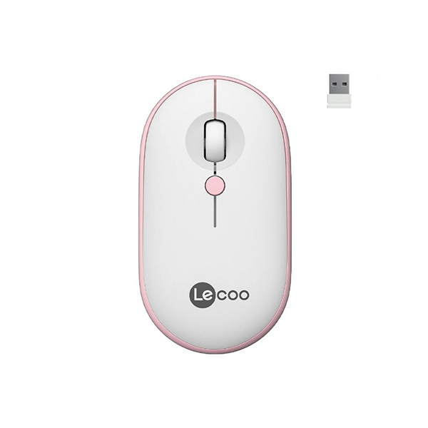 Lenovo Lecoo WS212 Kablosuz 1600 Dpi 4 Tuşlu Optik Mouse Beyaz/Pembe