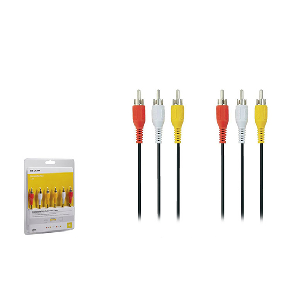 Belkin BLK-F3Y083bf2M 2m AV 3xRCA M/M Siyah Nikel Kablo