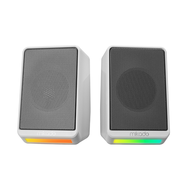 Mikado MD-178 2.0 3Wx2 Beyaz RGB Aydınlatmalı USB 3.5mm USB 5V Speaker Hoparlör