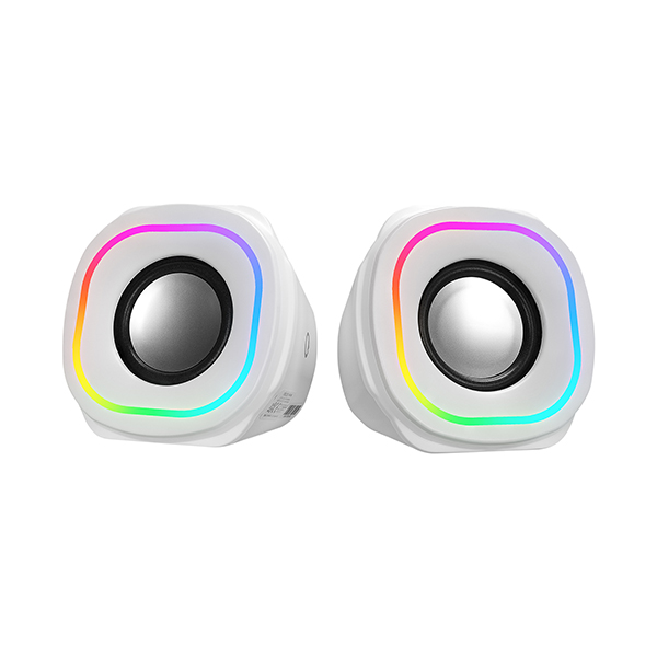 Mikado MD-180 2.0 3Wx2 Beyaz RGB Aydınlatmalı USB 3.5mm USB 5V Speaker Hoparlör