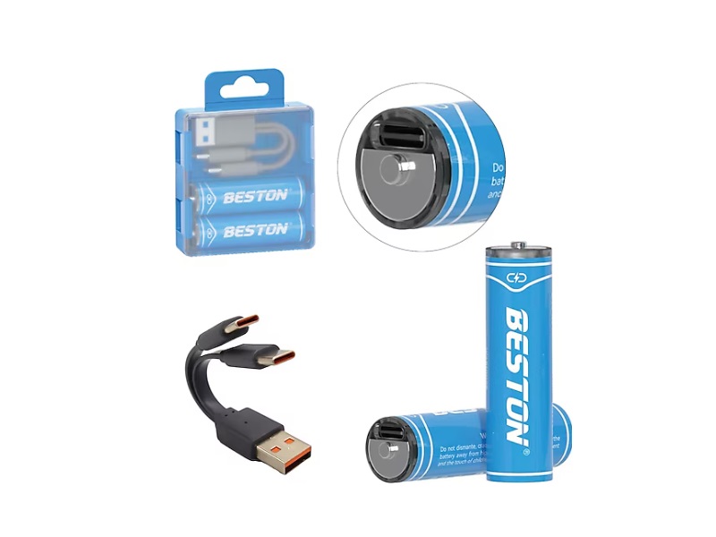 Beston P2-01C-AAA Şarj Edilebilir İnce Kalem Pil 2 Li AAA Usb Type-C 666mWh