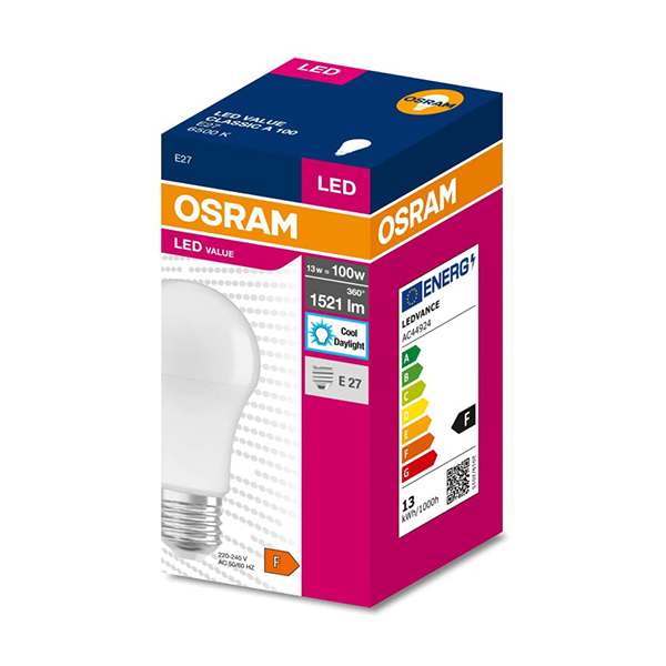 Osram Value Classic A100 13W 6500K E27 Duy Beyaz Işık Led Ampul (100W Karşılığı)