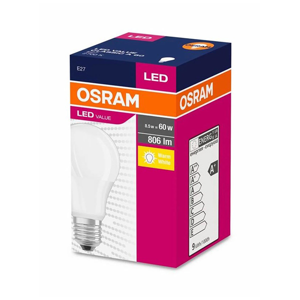 Osram Value Classic A60 8.5W 6500K E27 Duy Beyaz Işık Led Ampul (60W Karşılığı)
