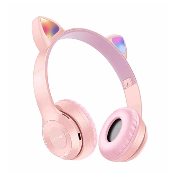 Concord P47M Led Işıklı Bluetooth 5.0 Kulak Üstü Kablosuz Kedi Kulaklık Pembe