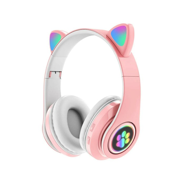 Concord VIV-23M Led Işıklı Bluetooth 5.0 Kulak Üstü Kablosuz Kedi Kulaklık Pembe