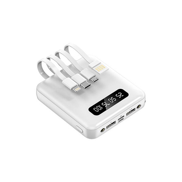 Concord C-115 10.000mAh Type-C Micro USB Lightning Kablolu Dijital Göstergeli Powerbank Beyaz