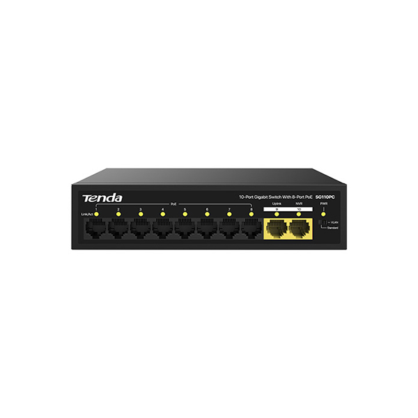 Tenda SG110PC 8 Port 10/100/1000 +2 Uplink Yönetilemez Switch 100W