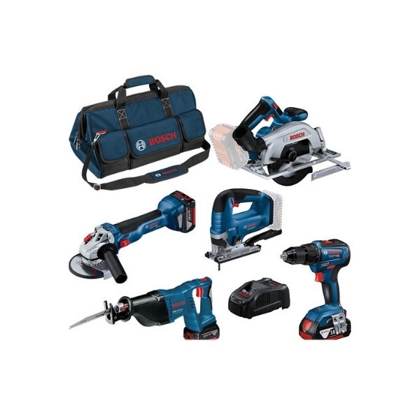 Bosch Profesyonel 5 li Makine Seti Tool Kit Gsr 18v-55/Gws 18v-10 /Gks 18v-57-2/Gsa 18v-Lı /Gst 18v-125