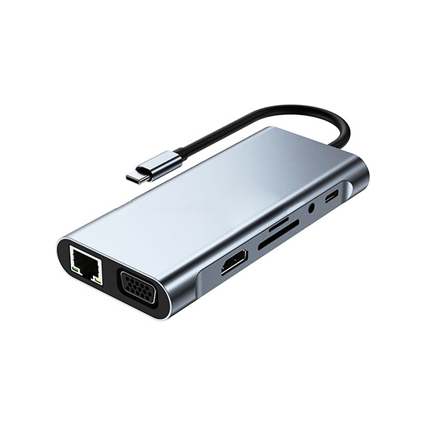 Nivatech NTC9111 11in 1 4K HDTV 4xUsb 3.0 Type-C Sd/Tf Vga Audio 10/100/1000 Lan Adaptör