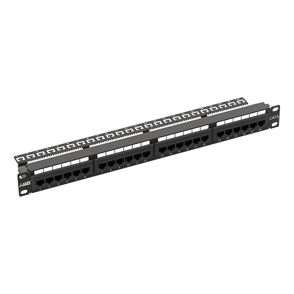 Ager AC-611-24E Cat6 24 Port Korumasız Dolu Patch Panel Siyah
