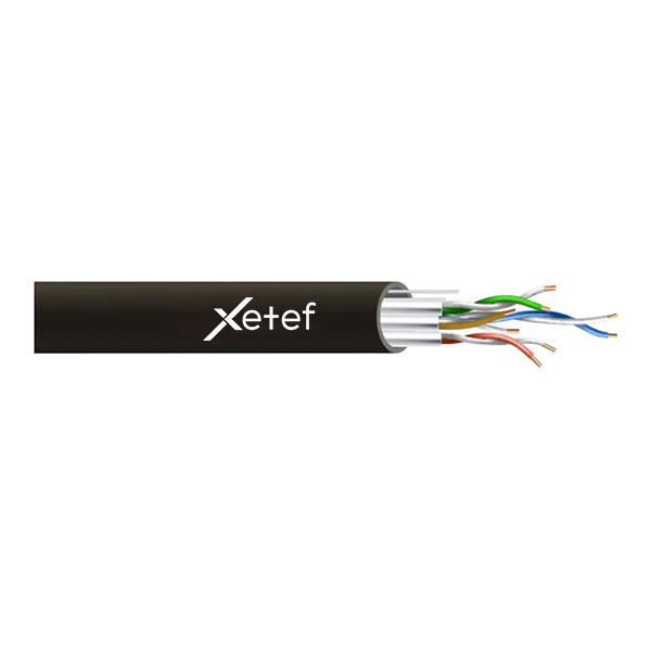 Xetef ZTF-CAT6057500 23AWG 0.57mm Folyolu Polietilen F/UTP 500Mt. Siyah Dış Ortam Network Kablosu