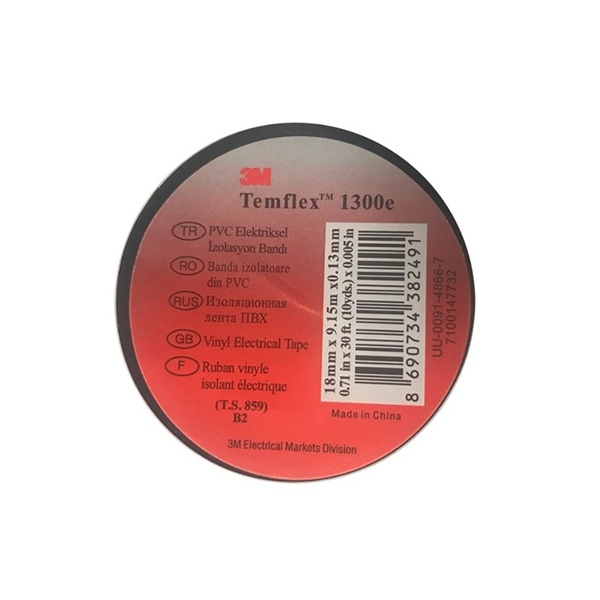 3M Temflex 1300E 18mm 9.15mtx0.13mm Elektrik İzole Bant Siyah