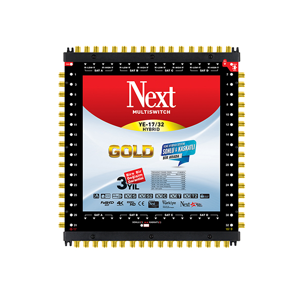 Next YE-17/32 Hybrid Gold 4K Adaptörlü Merkezi Sonlu Kaskatlı Uydu Santrali
