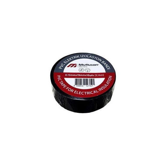 Mutlusan 10x19 19mm 9.14mtx0.13mm PVC Elektrik İzalasyon Bant Siyah 065 133 001019