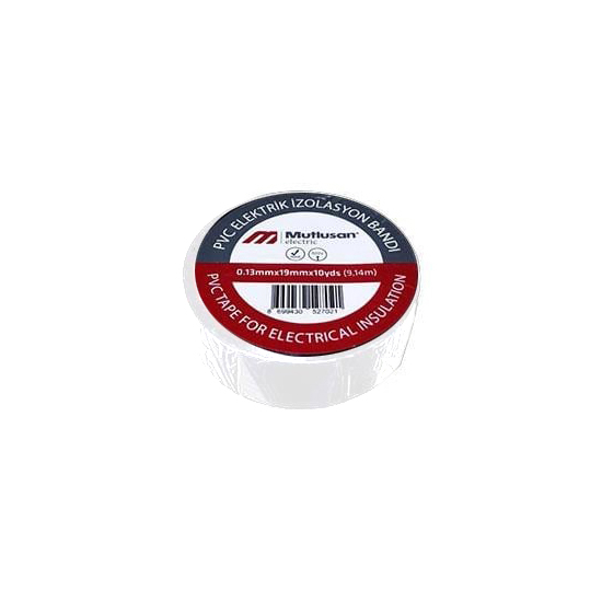 Mutlusan 10x19 19mm 9.14mtx0.13mm PVC Elektrik İzalasyon Bant Beyaz 065 133 011019