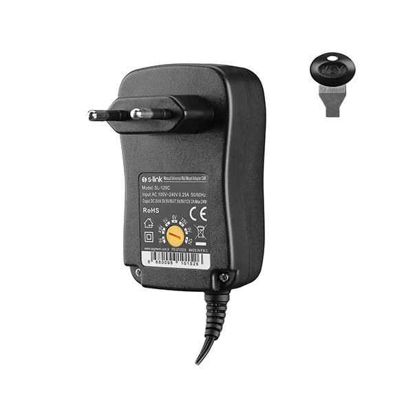S-link SL-129C 3V/4.5V/5V/6V/7.5V/9V/12V 2A 24W (5.5x2.1) Çok Uçlu Ayarlanabilir Adaptör