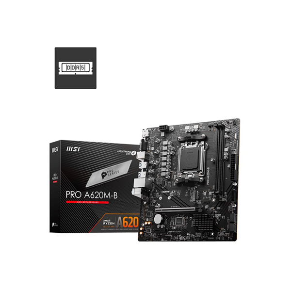 Msi Pro A620M-B AM5 DDR5 6800(OC) M.2 Ses GLan HDMI/VGA Sata3 USB3.2 mATX