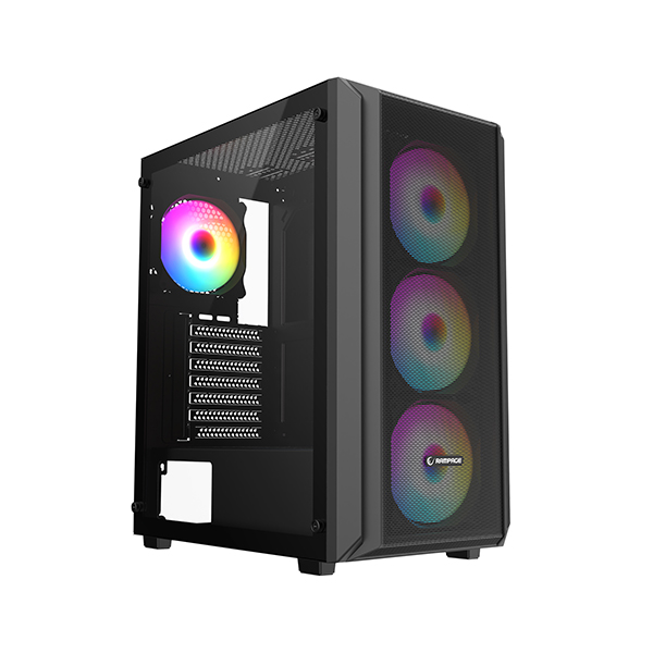 Rampage BETA MESH 650W 80 Plus Standart 4X12cm ARGB Fan Temperli Camlı Mid-T Siyah Oyuncu Kasası