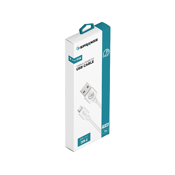 Sprange T-Fia 2.6A Usb To Type-C 2M Data Şarj Kablosu