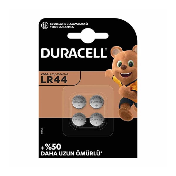 Duracell LR44 1.5 Volt Düğme Pil 4 Adet Paket