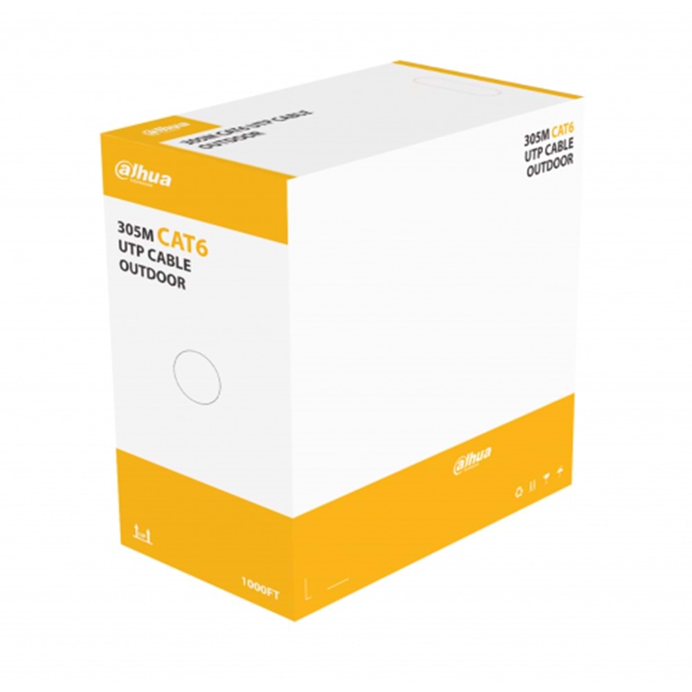 Dahua DH-PFM920I-6UN UTP CAT6 305 Metre %100 Bakır Pe Dış Ortam Network Kablosu Siyah