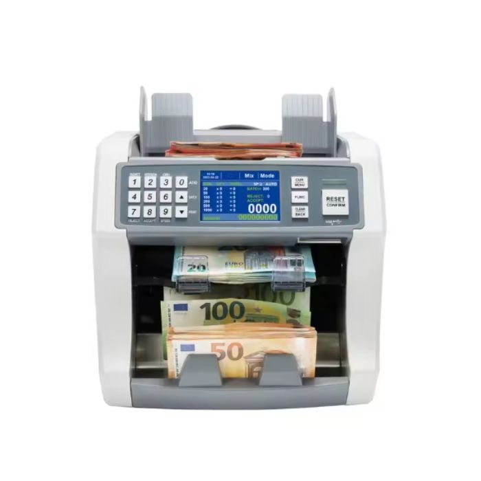 Xetef AL-S210 Çift Cıslı Karışık Para Sayma ve Tanıma Makinesi 25 Ülke Parası Siyah