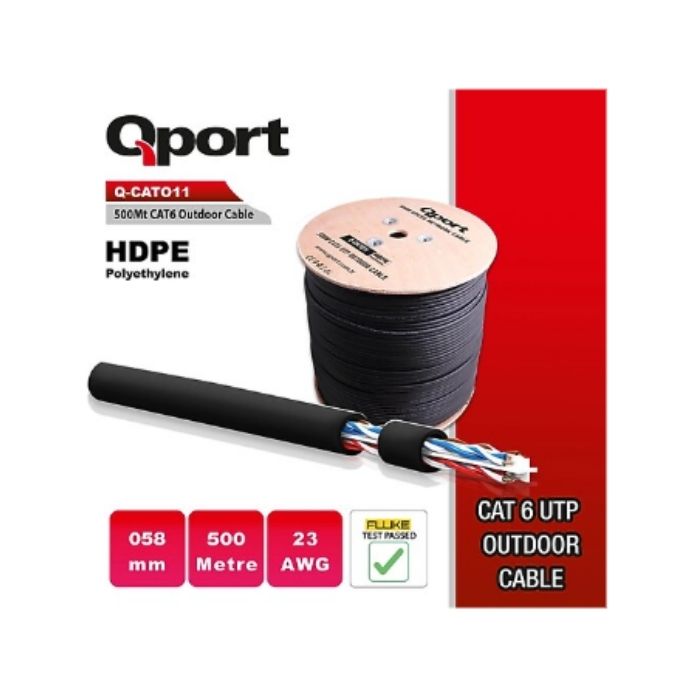Qport Q-CATO11 23 AWG  0.58mm  CAT6 UTP 500Mt Dış Ortam Network Kablosu