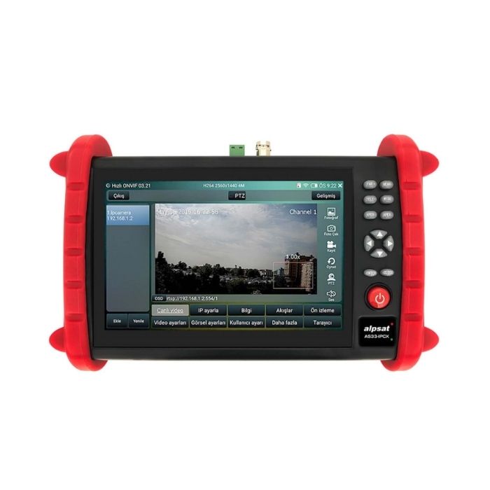 Alpsat AS33-IPCX 7 İnch Ekranlı IPC-ONVIF-AHD-CVI-TVI-HDMI-Analog Girişli Cctv Kamera Test Cihazı