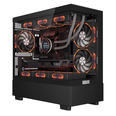 Dragos Basalt Pro 6x Argb Fan USB 3.0 1200W 90+ Plus mATX Panoramik Temperli Cam Gaming Kasa