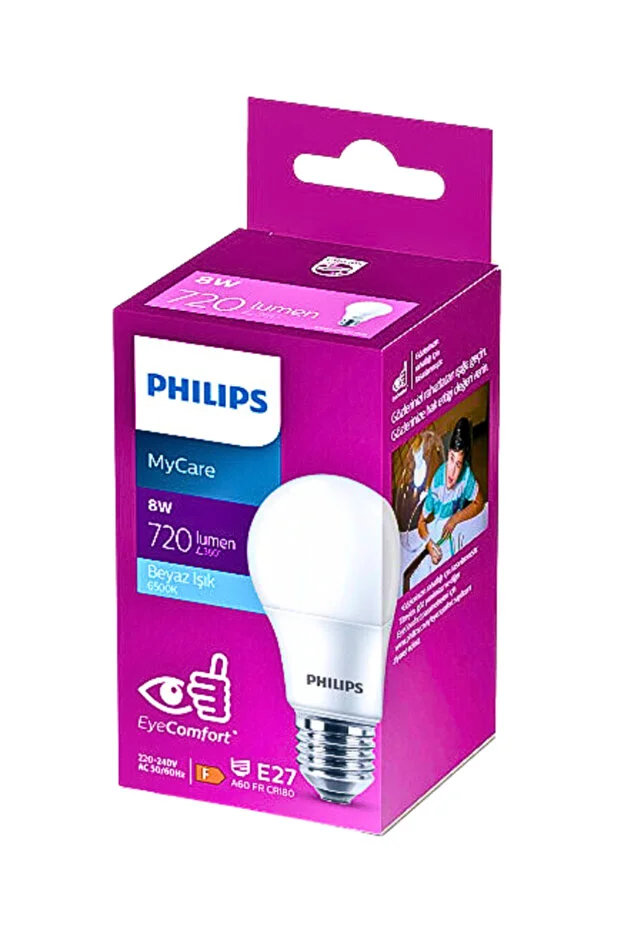 Philips Led Ampul E27 A60 8W 6500K 720 Lümen  Beyaz Işık