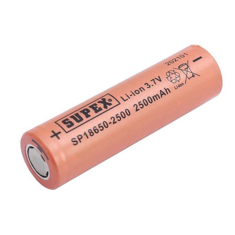 Supex (Gp) 3.7V 2500 mAh 18650 Düz Başlık Şarjlı Li-ion Pil