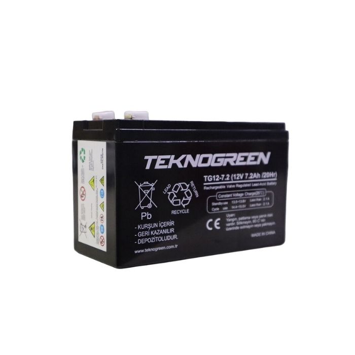 Teknogreen TG12-7.2 12V 7.2Ah Bakımsız Kuru Akü
