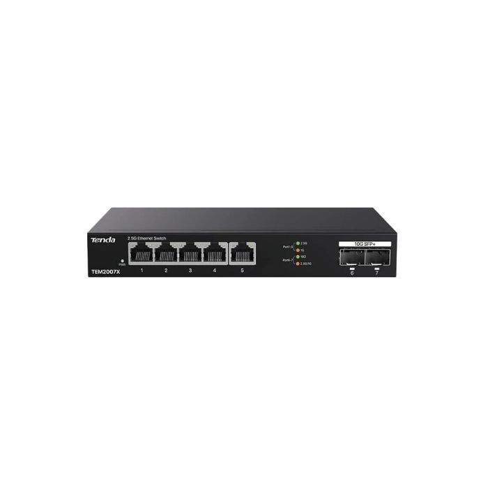 Tenda TEM2007X 2.5Gb Switch 7 Port 5x2.5G Por+2x10Gb SFP+ 50Gbps Yönetilmeyen Nas, Oyun PCsi Switch