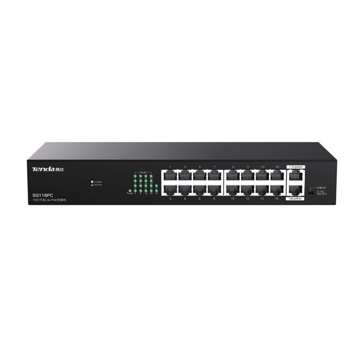 Tenda SG118PC 18 Port 10/100/1000 16 Port Poe 2 Port Uplink 167W Gigabit Yönetilemez Desktop Switch