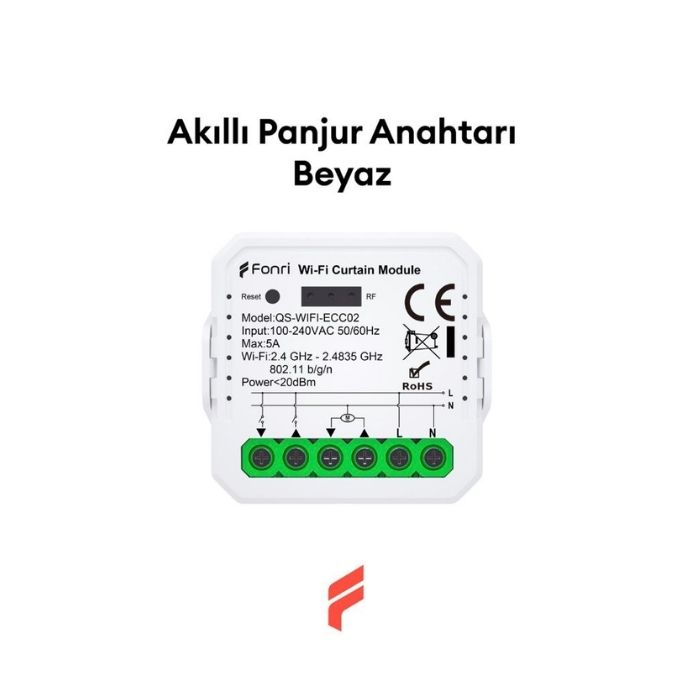 Fonri Wifi Akıllı Perde/Panjur Kumanda Rölesi Siyah QS-WIFI-ECC02