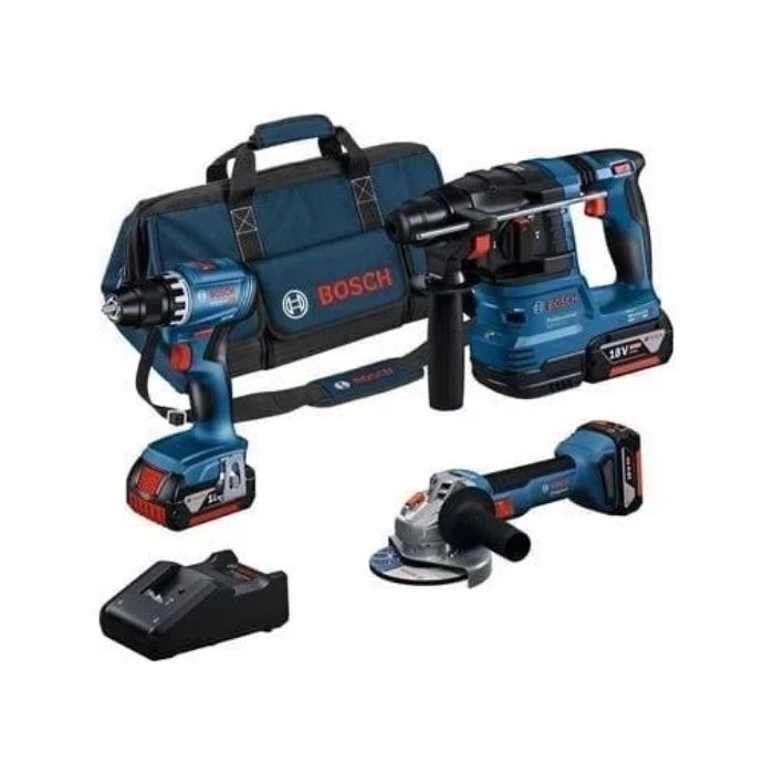 Bosch Professional GSR 18V-45 + GWS 18V-8 + GBH 18V-22 3X18V 4.0AH AKÜLÜ 3 lü Makine Seti -0615A5007L