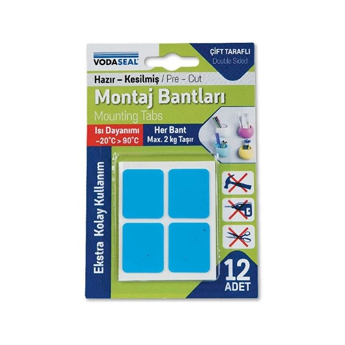 Vodaseal Hazır Kesilmiş Çift Taraflı Köpük Montaj Bandı Beyaz 12Ad./2kg.