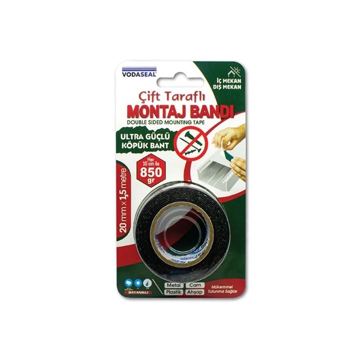 Vodaseal Çift Taraflı 20Mmx1.5M Köpük Montaj Bandı