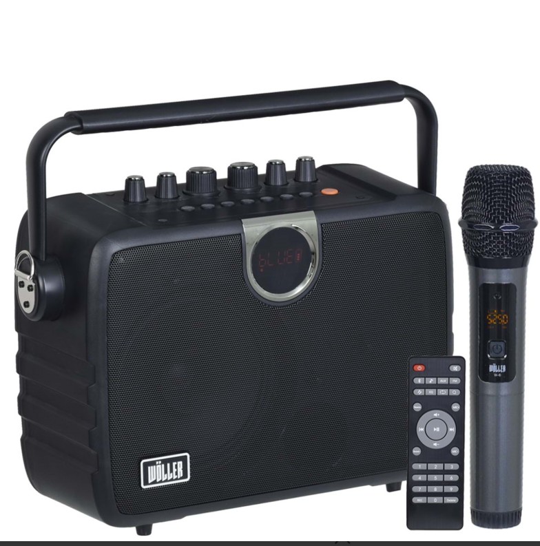Wöller W-610E 100Watt Bluetooth ve Usb Girişli Tek El Tek El Kablosuz Mic Kayıtlı Şarjlı Portatif Amfi Hoparlör