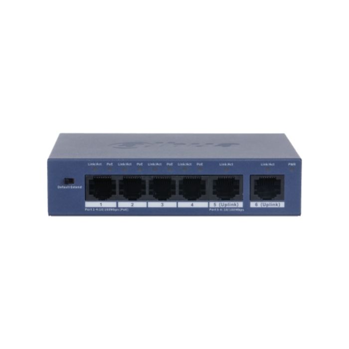 Dahua DH-S3006-4ET-36 4 Port 10/100 PoE +2 Uplink Yönetilemez Switch 30W