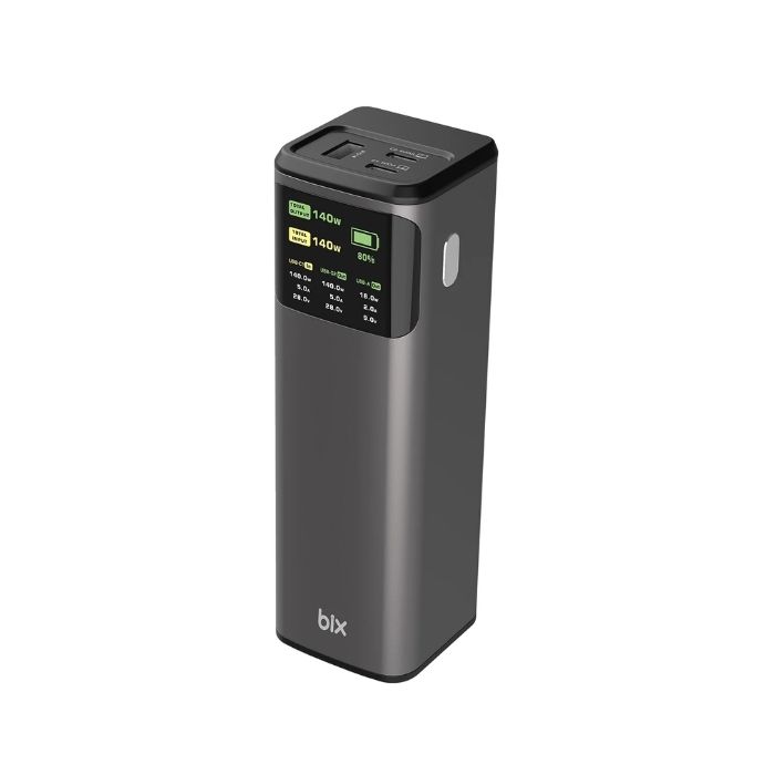 Bix PB200W 24000mAh Çift USB-C PD+ USB-A Çıkışlı 200W PD 3.1 Hızlı Şarj Dijital Ekranlı  Notebook uyumlu Taşınabilir Powerbank